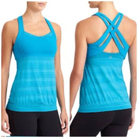 NWT Athleta M Flash Blue Crunch and Punch Tank Top Gym Run Breathable - Picture 1 of 9
